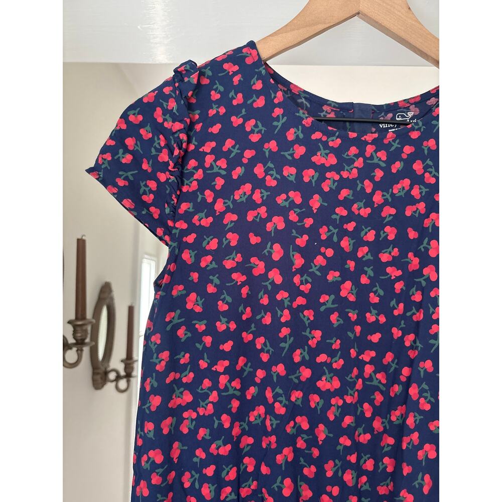 Vineyard Vines | Navy Blue Cherry Print Jumpsuit Girls Size 16 - Picture 5 of 8